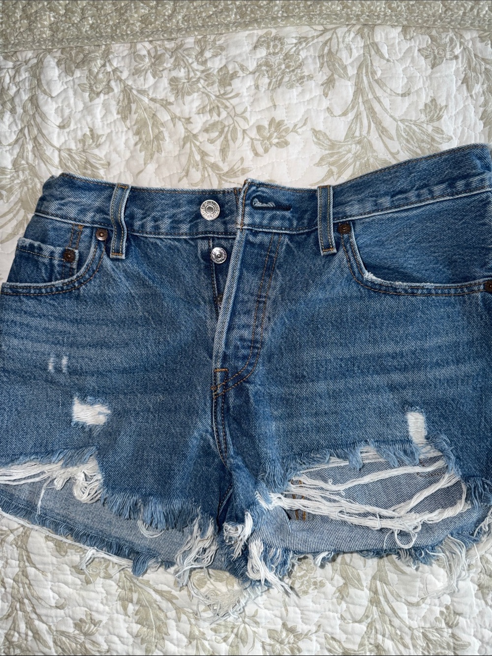 Levi's Distressed Blue Denim Cutoff Shorts